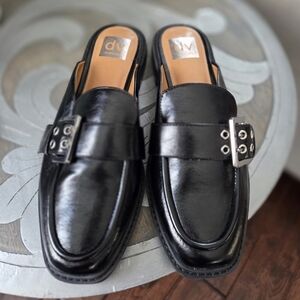 Dolce Vita Black Leather Loafers with Buckle Detail